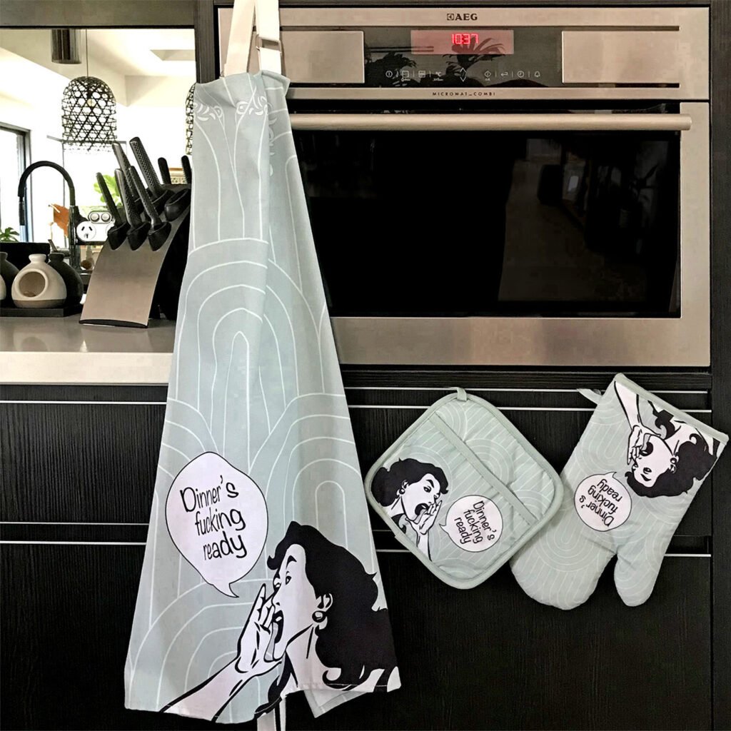 Double Trouble Inc Funny apron oven mitt pot holder