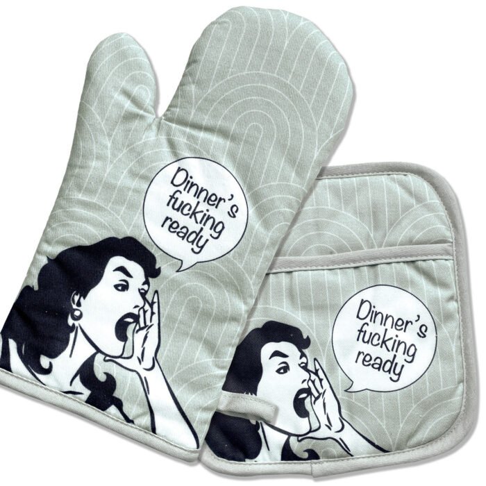 Double Trouble Inc Funny apron oven mitt pot holder
