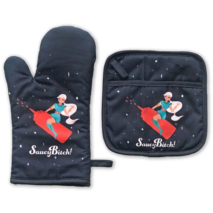 Saucy Bitch - Oven Mitt and Pot Holder Set