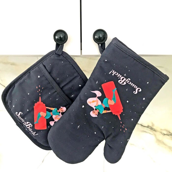 Saucy Bitch - Oven Mitt and Pot Holder Set - Image 2