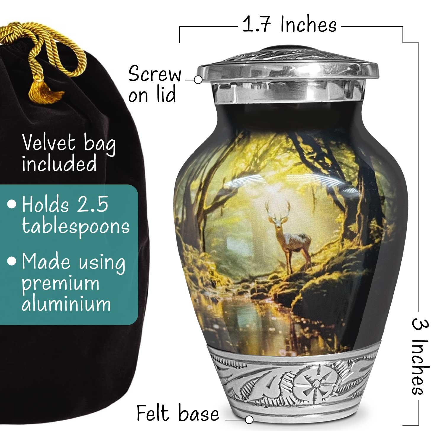 hunting deer forest woodlands woods urn adult human ashes large funeral memorial remembrance loved tribute metal lost died keepsake nature cremation funeral decorative urnas para cenizas humanas adultos burial women men dad mom mum cabin trees