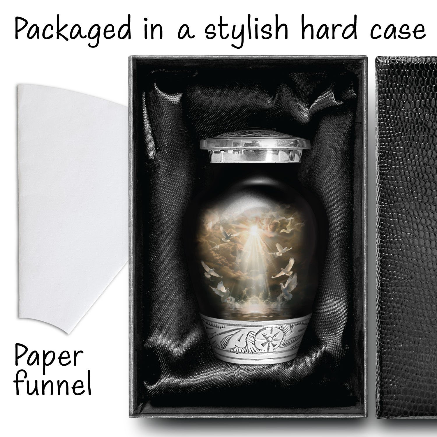 Doves urn adult human ashes large funeral memorial remembrance loved tribute metal lost died keepsake nature cremation decorative burial women men dad mom mum clouds ethereal heaven religious water Dove bird God Jesus urnes funéraires adultes